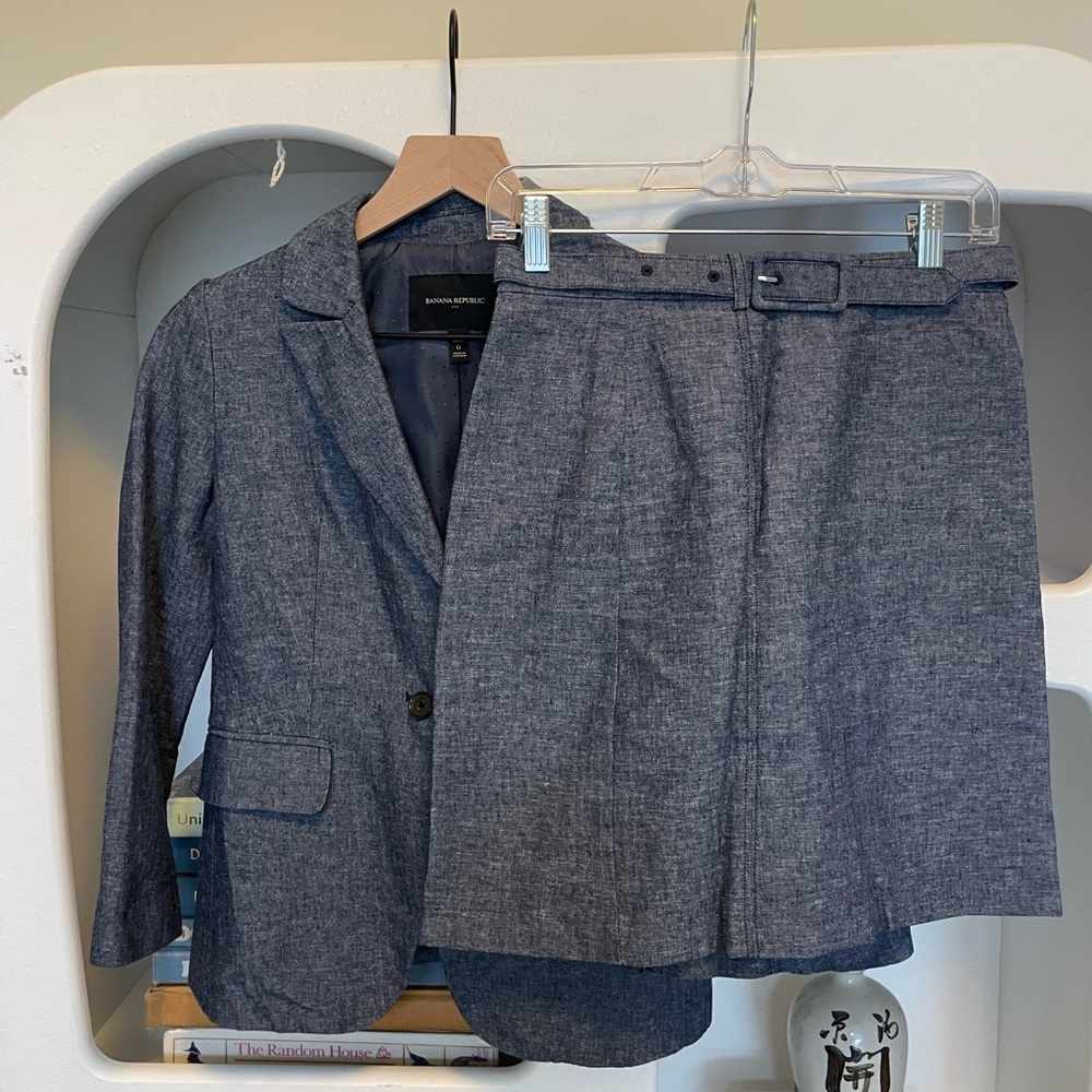 Denim- Inspired Blazerand Skirt Set